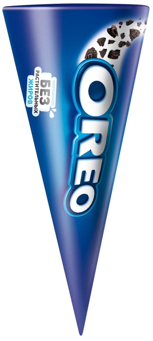 Изображение товара Мороженое Oreo в вафельном  рожке Ванильное с кусочками печенья 120мл