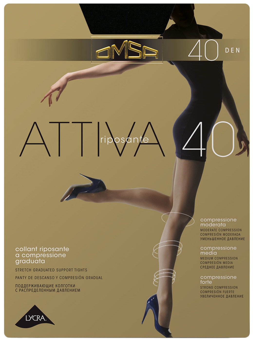 Изображение товара Omsa Attiva Riposante 40 Nero Черные колготки Размер 4