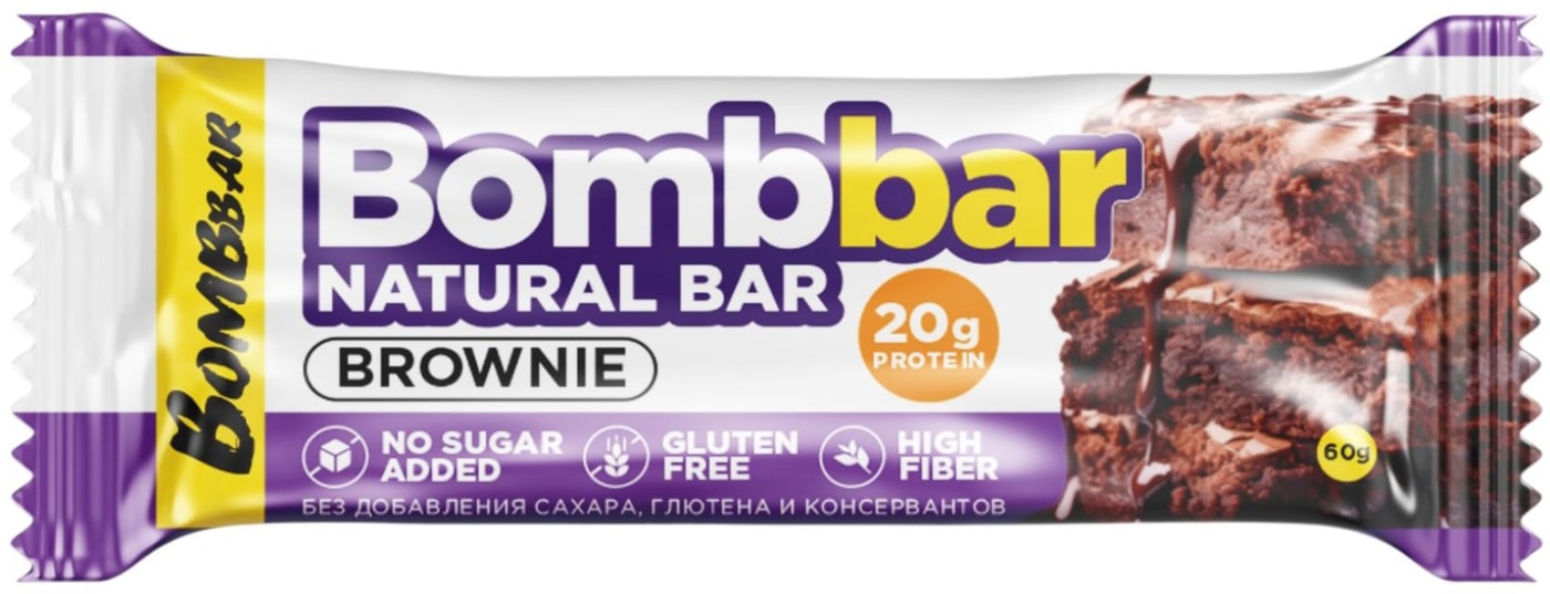 Изображение товара Батончик BombBar Брауни неглазированный 60 г — протеиновый перекус для спортсменов