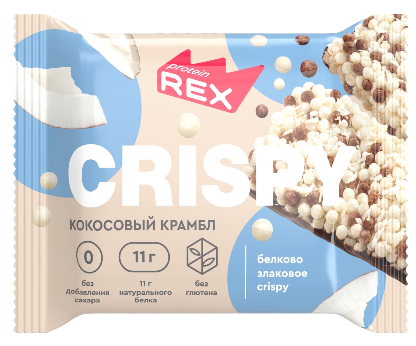 Изображение товара Хлебцы ProteinRex Crispy протеино-злаковые Кокосовый крамбл 55г
