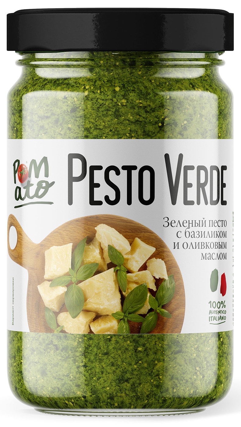 Изображение товара Соус Pomato зеленый песто с базиликом и оливковым маслом 190 г