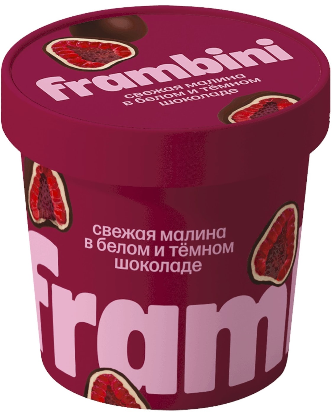 Изображение товара Малина Frambini в белом и темном шоколаде быстрозамороженная 130г