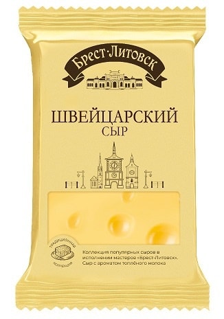 Изображение товара Сыр Брест-Литовск Швейцарский полутвёрдый 40% 200г Изображение товара Сыр Брест-Литовск Швейцарский полутвёрдый 40% 200г
