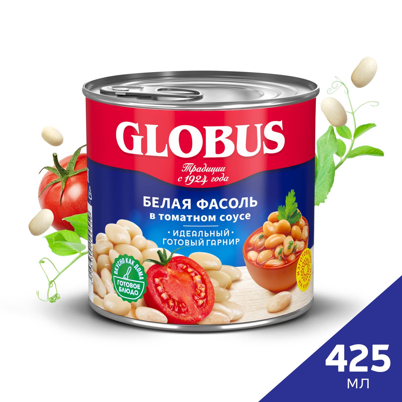 Изображение товара Фасоль белая Globus в томатном соусе 400г
