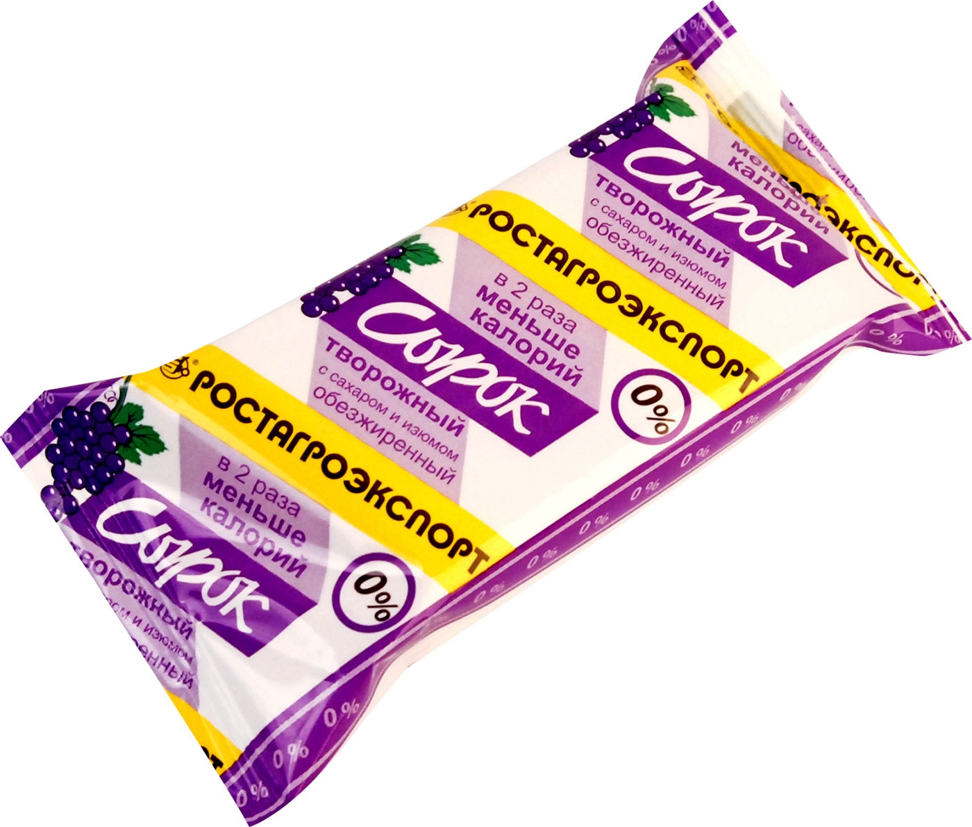 Изображение товара Сырок творожный с изюмом 0% 90 г Ростагроэкспорт