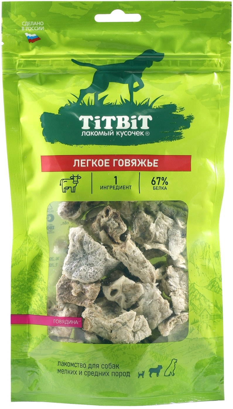 Изображение товара Лакомство для собак TiTBiT Легкие говяжьи 18г