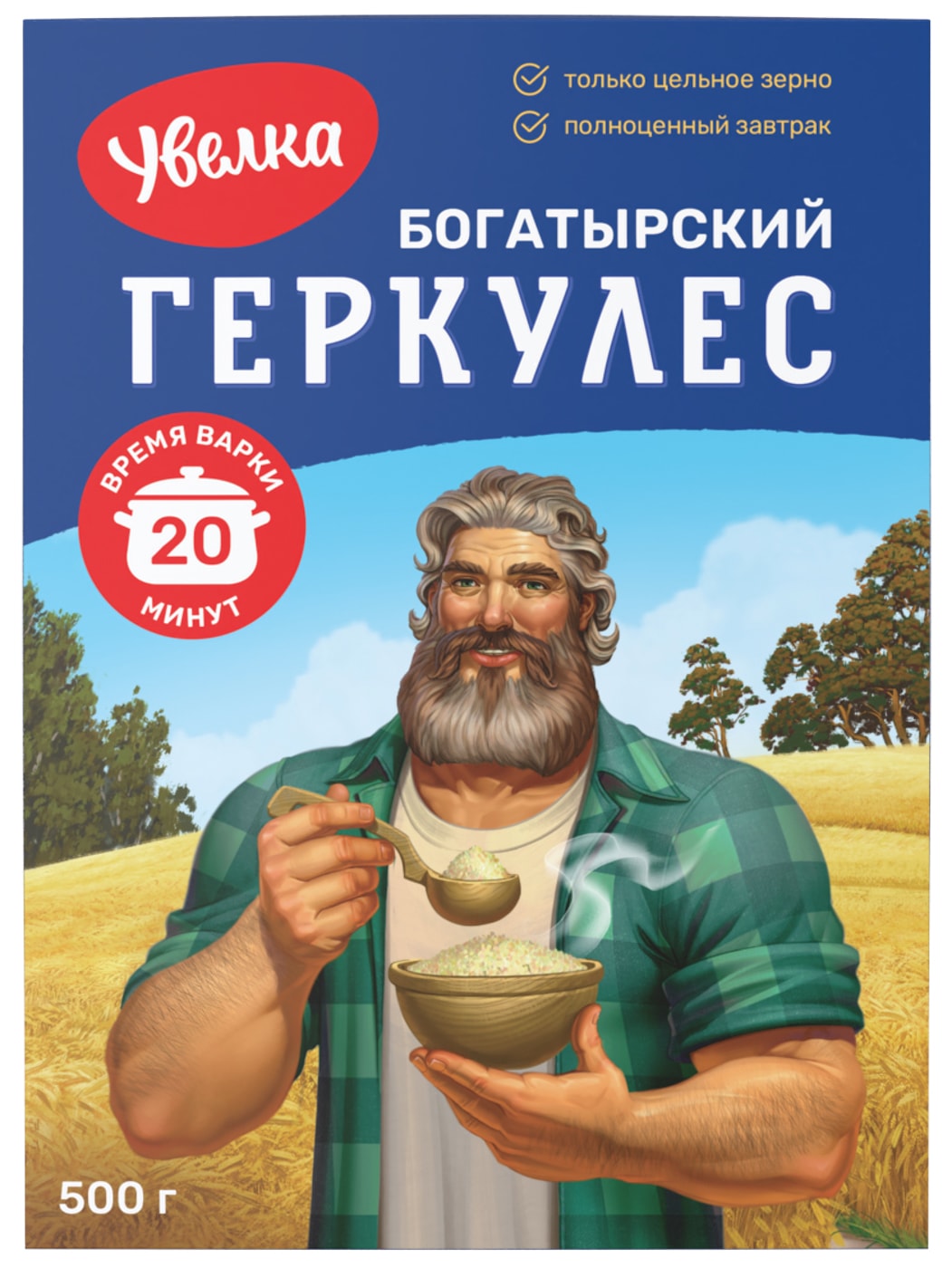 Изображение товара Хлопья Увелка овсяные Геркулес Богатырский 20 минут 500г