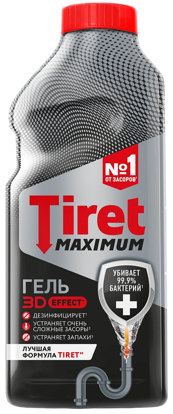 Изображение товара Средство дезинфицирующее Tiret для удаления засоров для канализационных труб 465мл