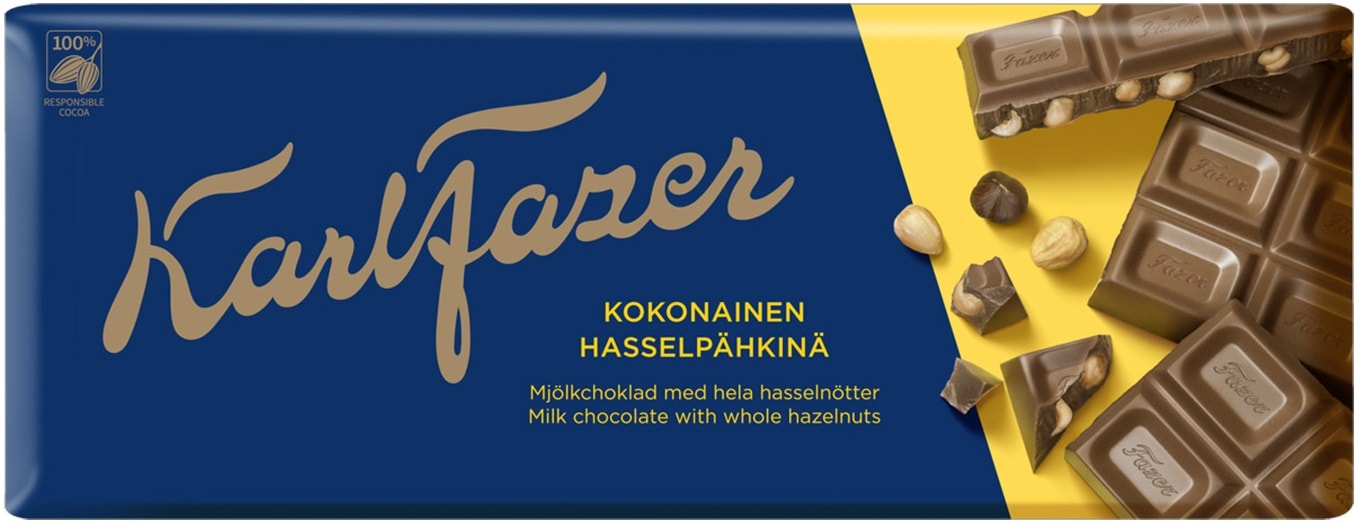 Изображение товара Шоколад Karl Fazer молочный с цельным фундуком 200г