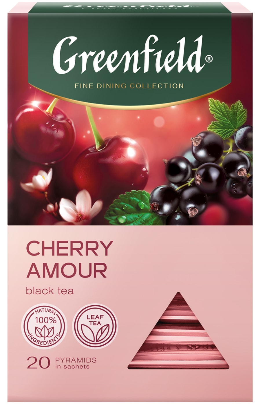 Изображение товара Чай черный Greenfield Cherry Amour 20 пирамидальных пакетиков вишня