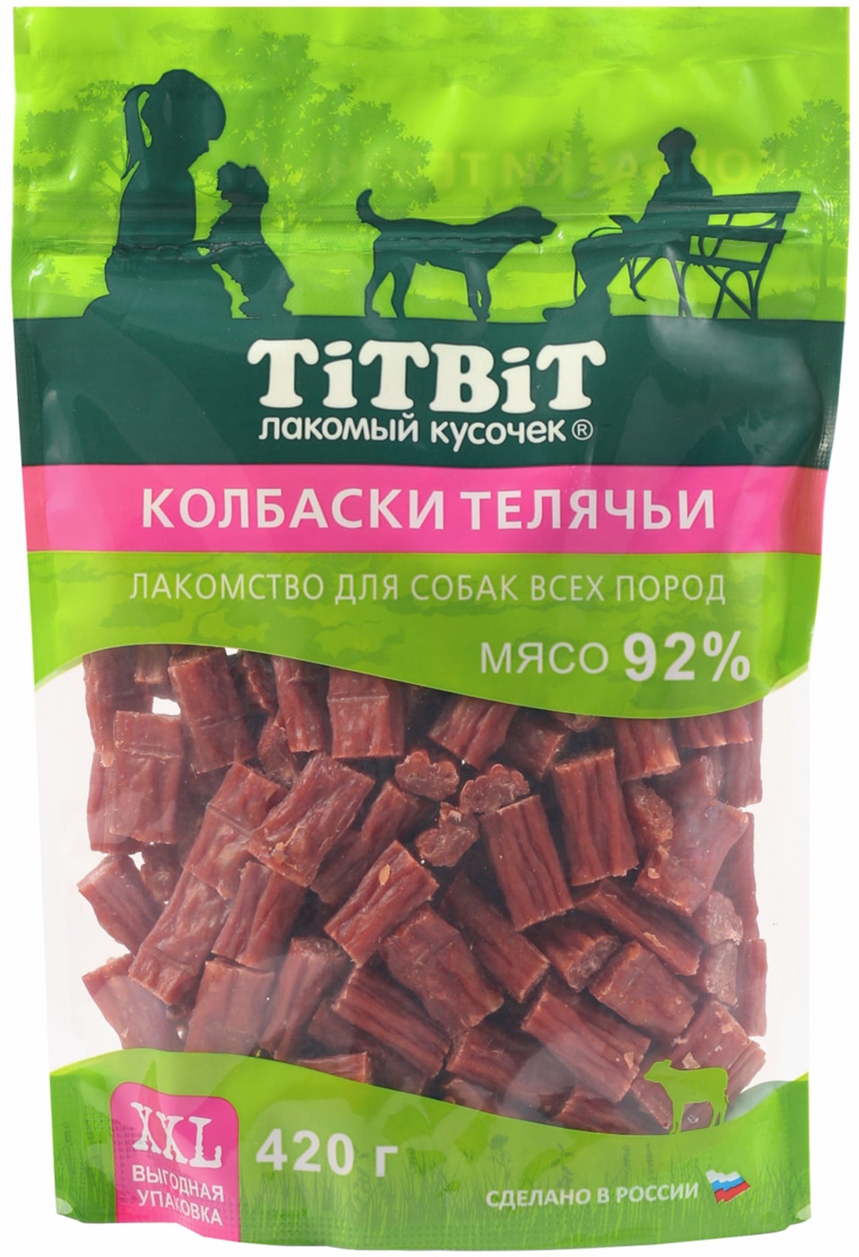 Изображение товара Лакомство для собак TiTBiT Колбаски телячьи 420г