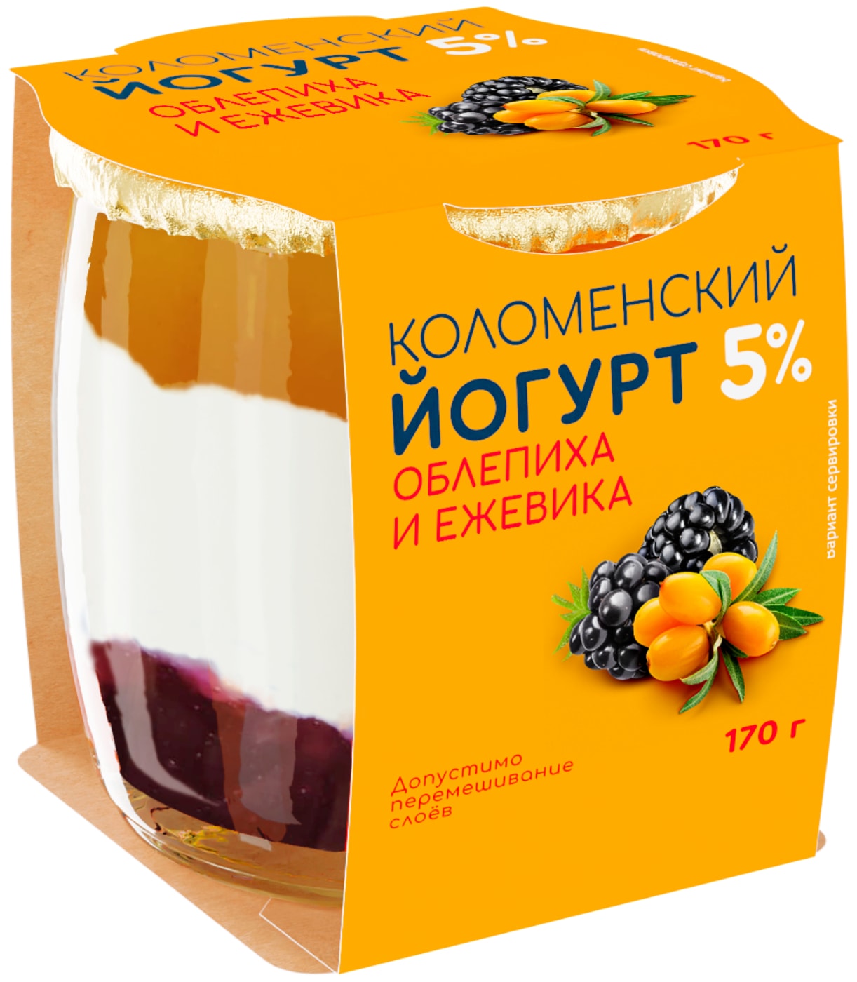 Изображение товара Йогурт Коломенский Облепиха-Ежевика 5% 170г