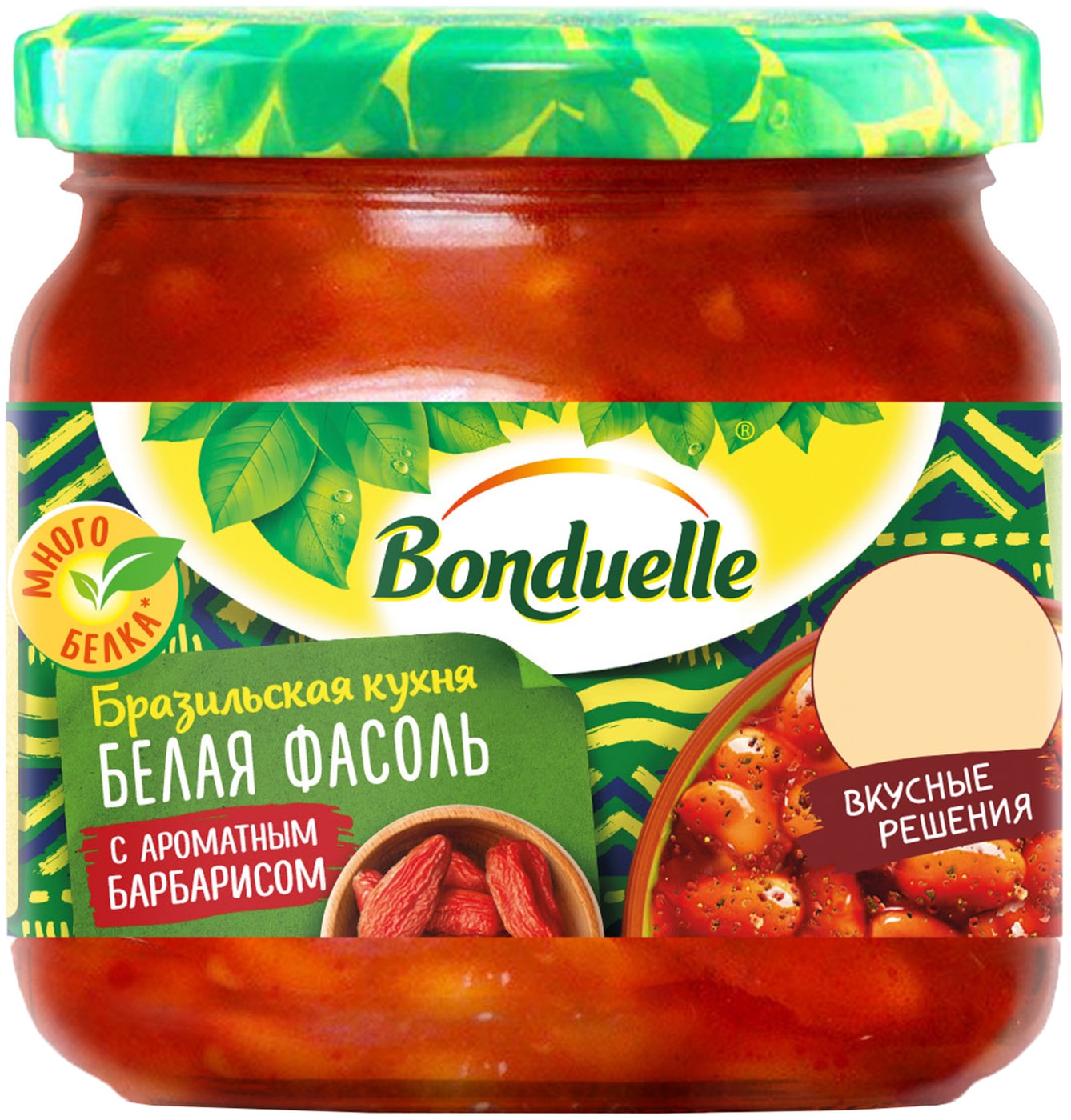 Изображение товара Фасоль Bonduelle белая с барбарисом 360 г стеклянная банка