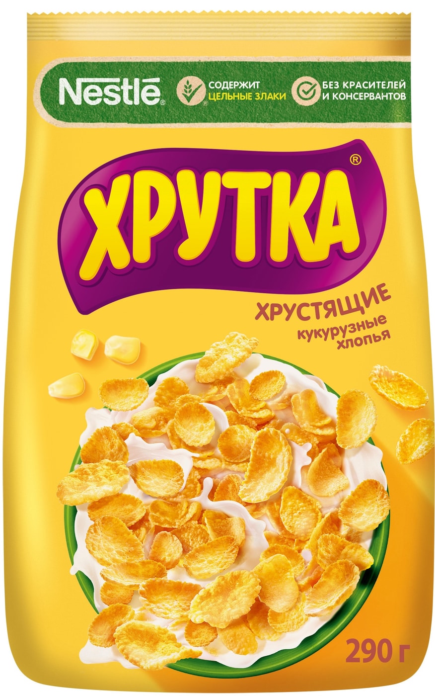 Изображение товара Хрустящие кукурузные хлопья Хрутка 290г - полезный сухой завтрак для всей семьи