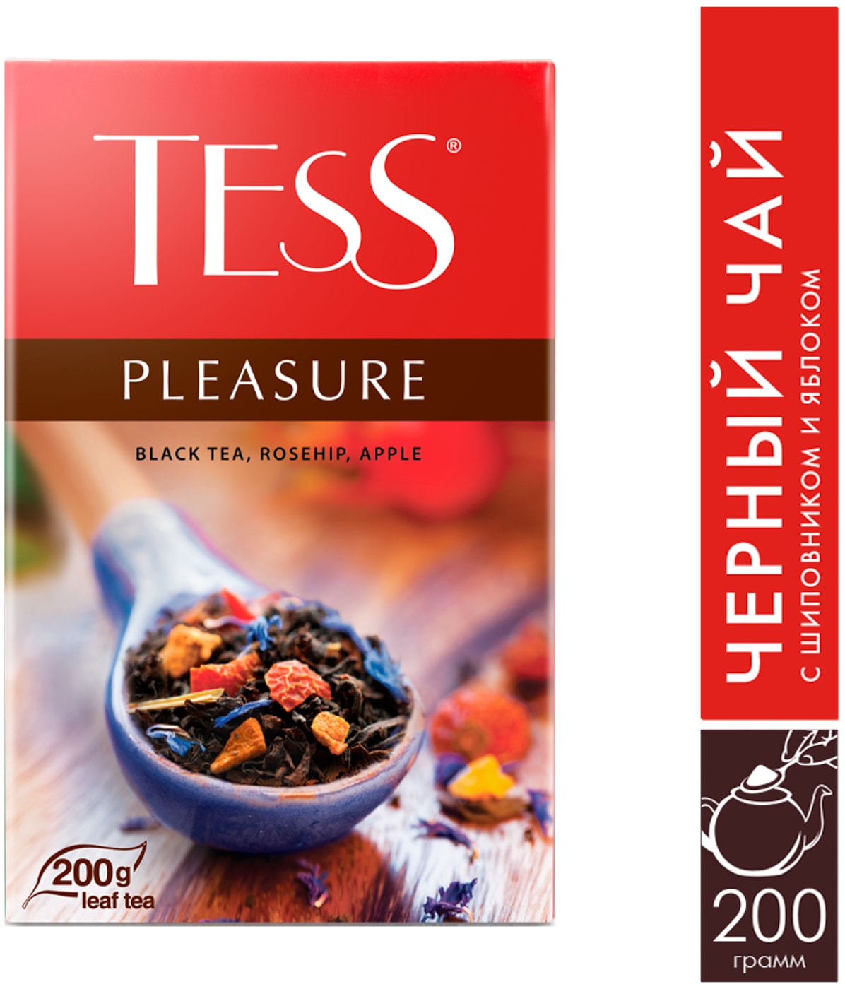 Изображение товара Чай черный Tess Pleasure c шиповником и яблоком 200г