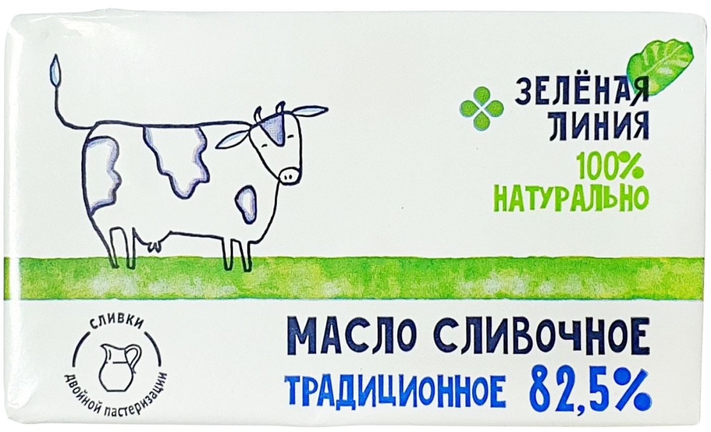 Изображение товара Зеленая линия Масло несоленое 82,5% 180 г