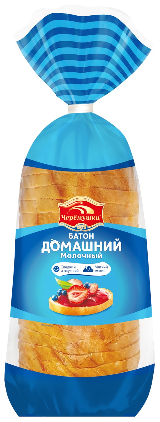 Изображение товара Батон Черемушки Домашний молочный нарезка 350г