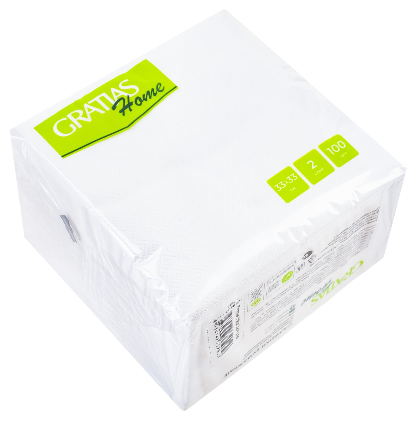 Изображение товара Салфетки бумажные Gratias Home 2слоя 33*33см 100шт