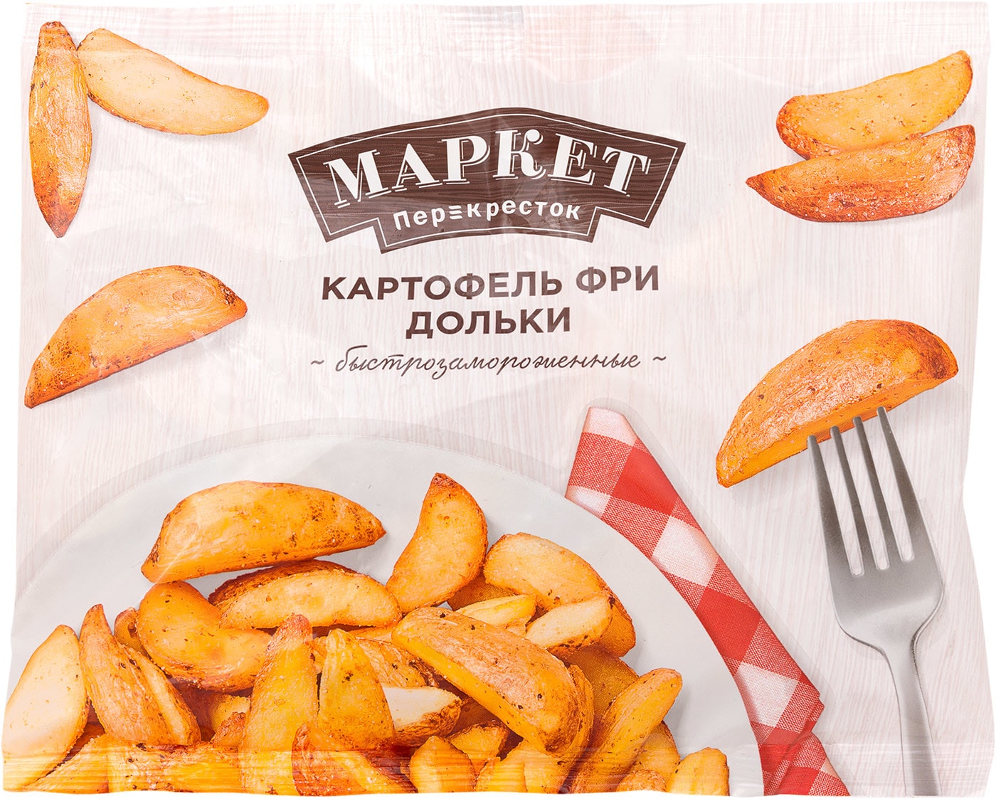 Изображение товара Картофель фри Маркет Перекресток дольки быстрозамороженные 400г