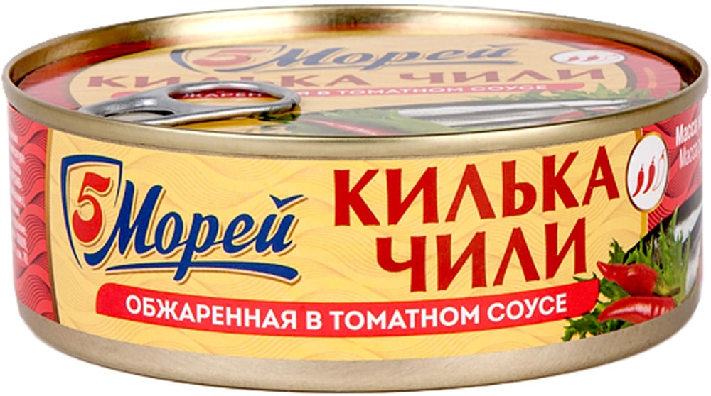 Изображение товара Килька каспийская в томатном соусе чили 240г 5 Морей