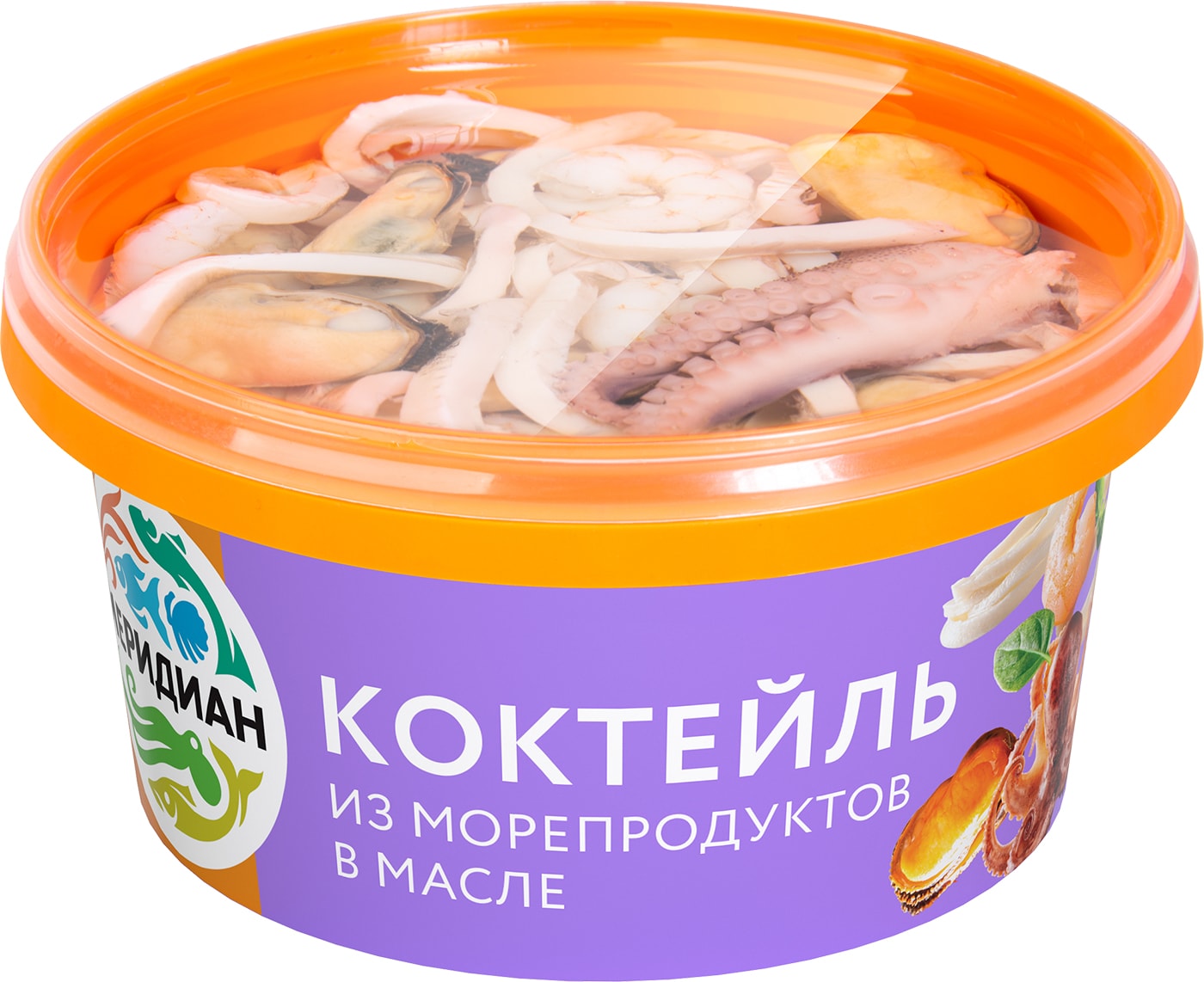 Изображение товара Коктейль Меридиан из морепродуктов в масле 430г — вкусный и натуральный продукт