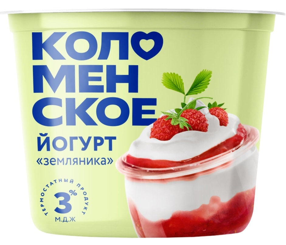 Изображение товара Йогурт Коломенское Земляника 3.0% 130г