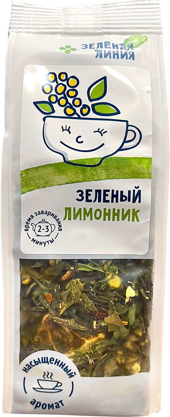 Изображение товара Чай зеленый Зеленая линия Зеленый лимонник 75г