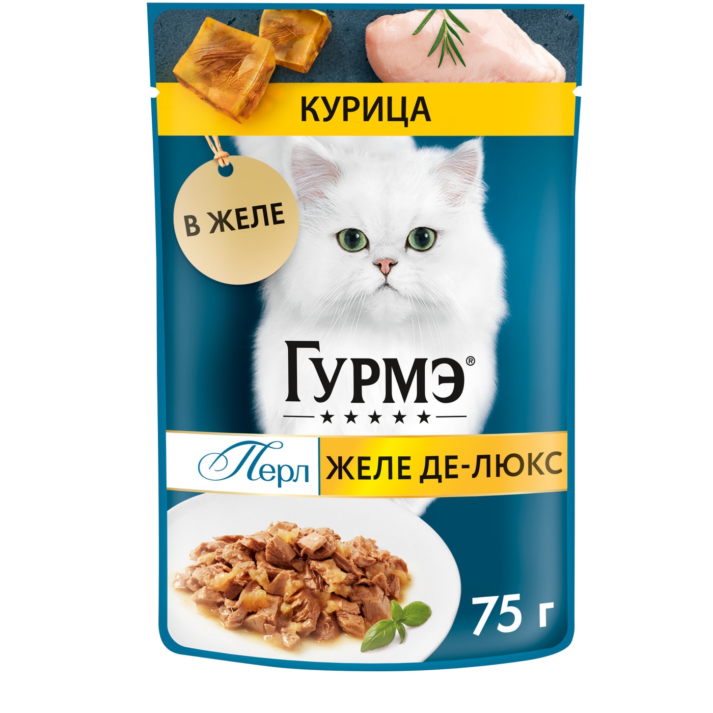 Изображение товара Влажный корм для кошек Гурмэ Желе Де-Люкс с курицей 75г