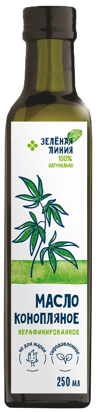 Изображение товара Масло Зеленая линия конопляное нерафинированное 250мл