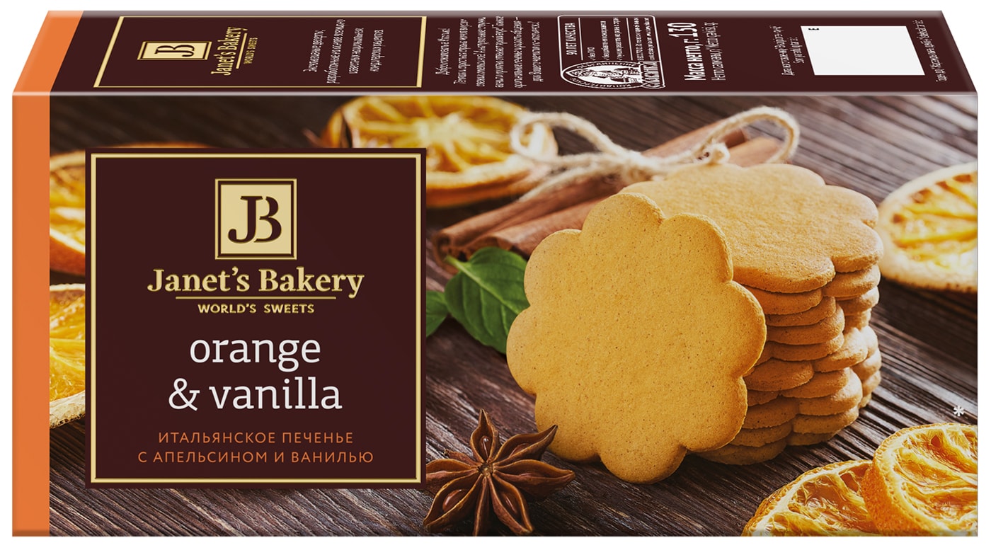 Изображение товара Печенье Janets Bakery Итальянское с апельсином и ванилью 130г