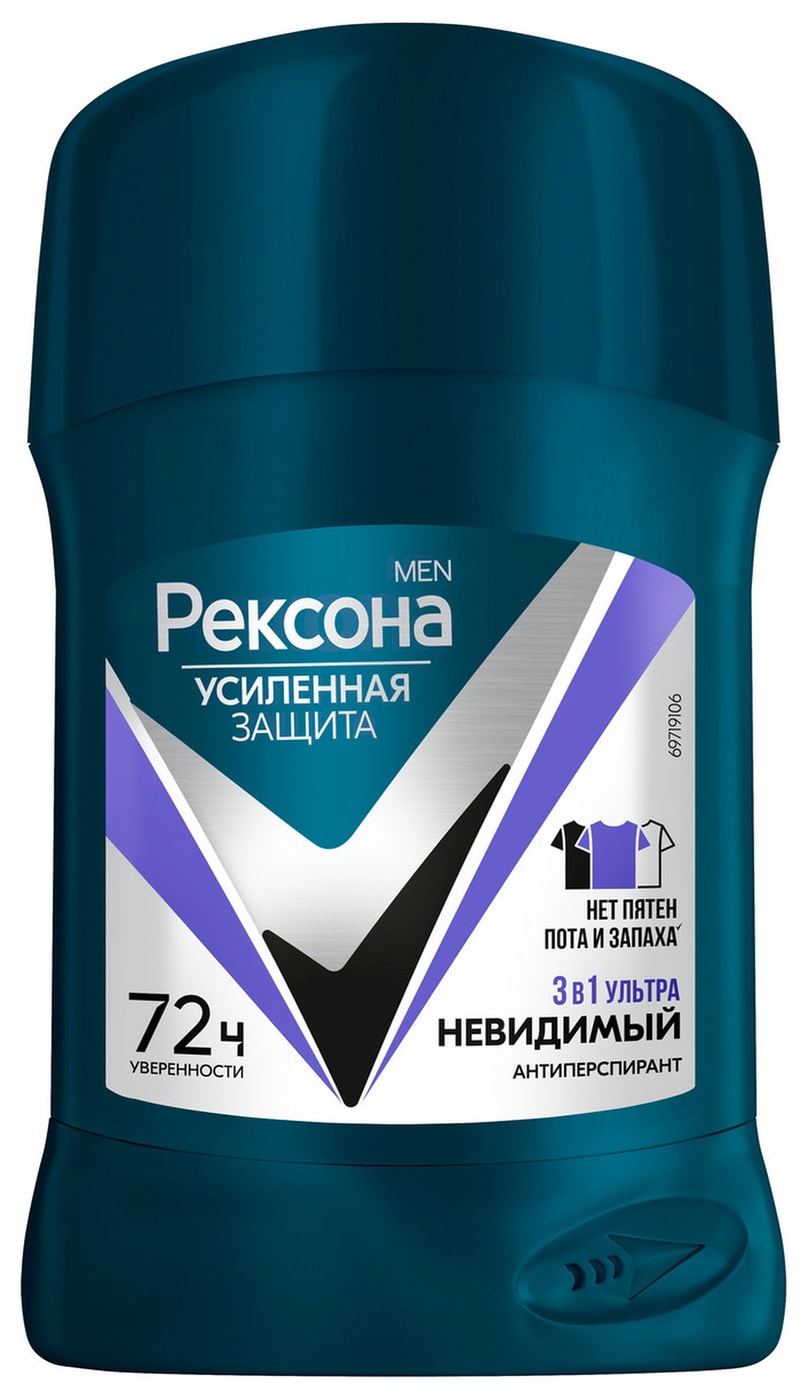 Изображение товара Антиперспирант-карандаш Рексона Men Ультраневидимый 72ч защиты 50мл