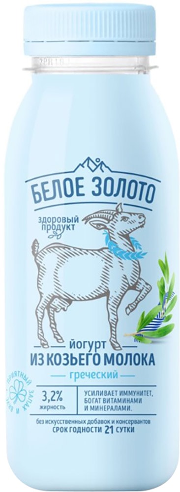 Изображение товара Йогурт Белое Золото Из козьего молока греческий 3.2% 300г