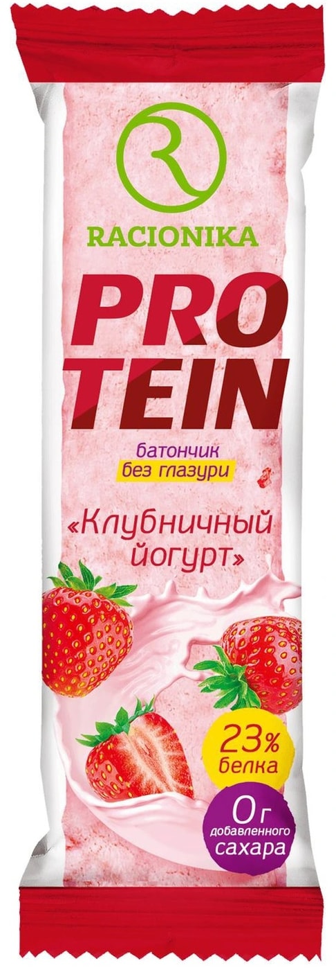 Изображение товара Батончик Racionika Protein высокобелковый Клубничный йгогурт 45г