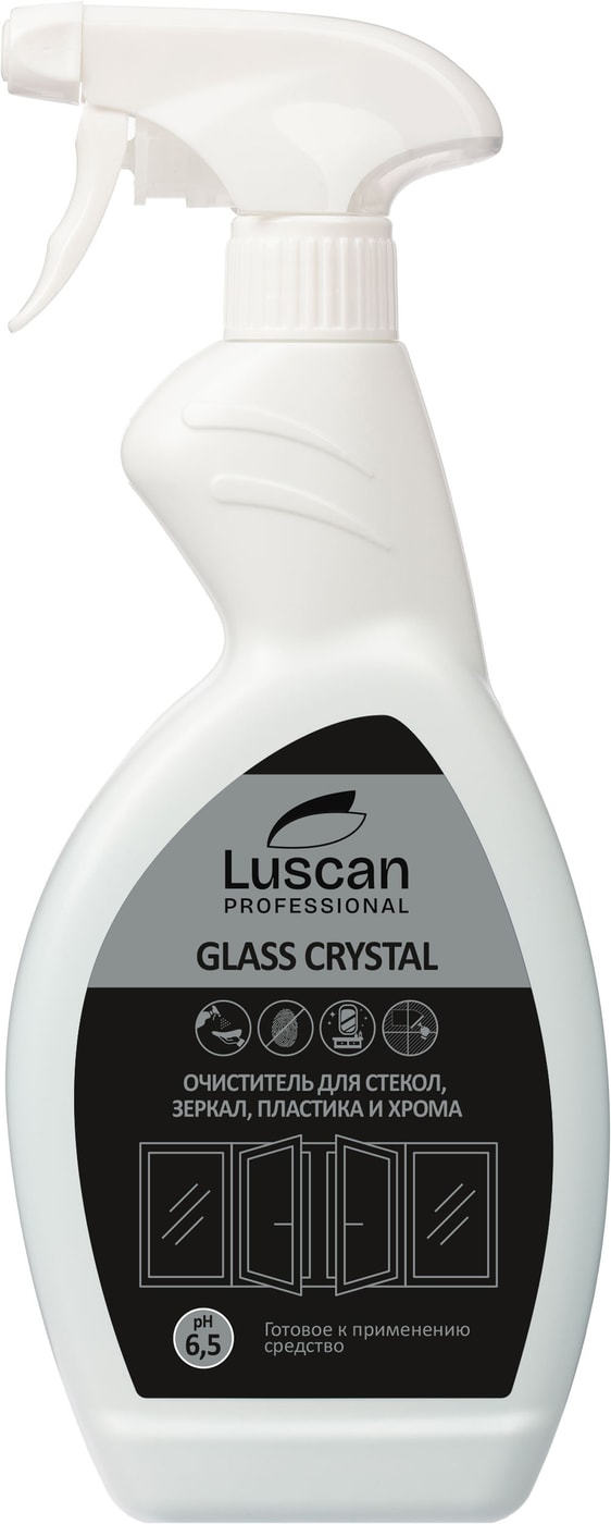 Изображение товара Средство чистящее Luscan Professional Glass Crystal для стекол зеркал пластика 500мл