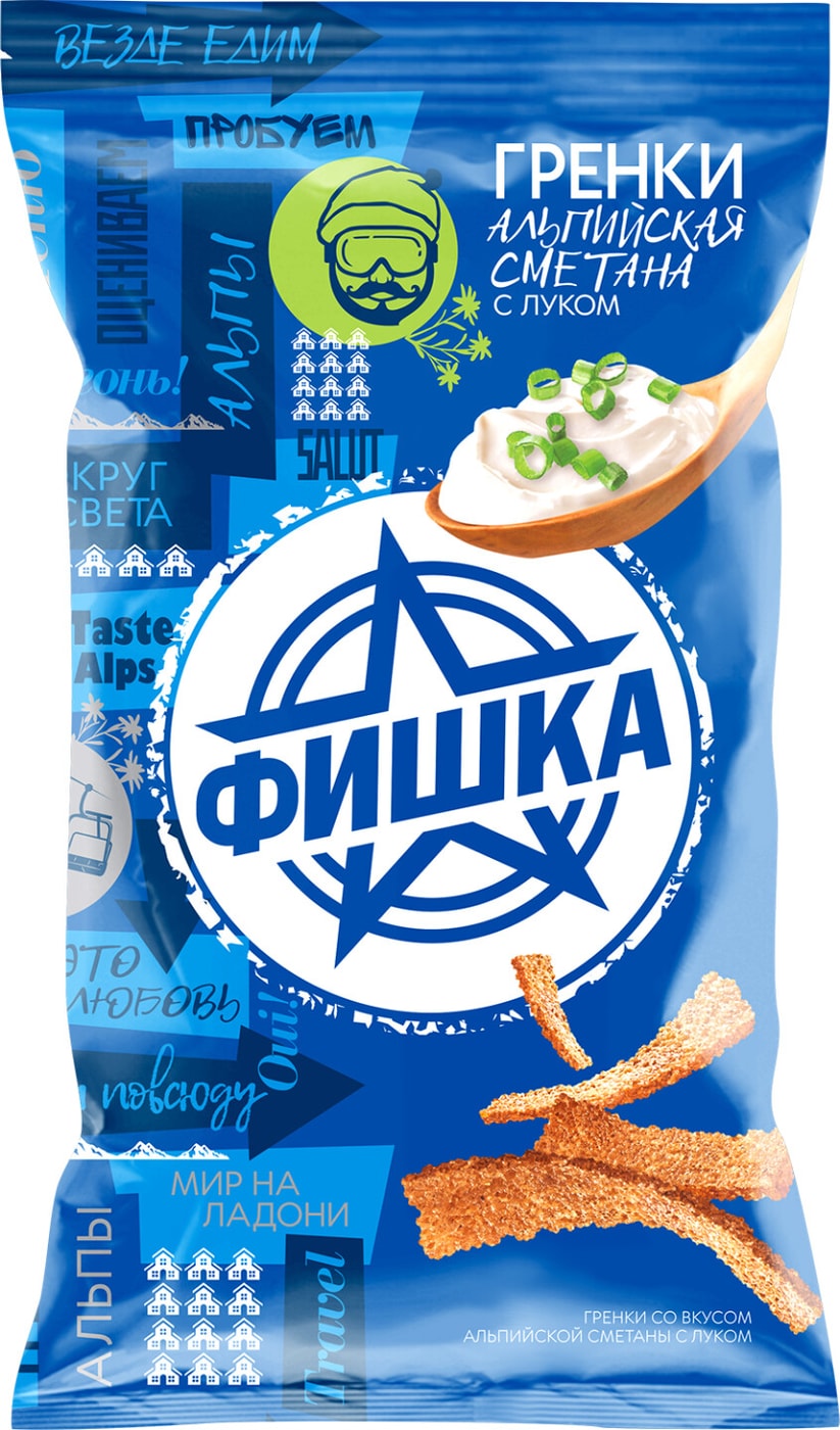 Изображение товара Гренки Фишка Альпийская сметана с луком 120г