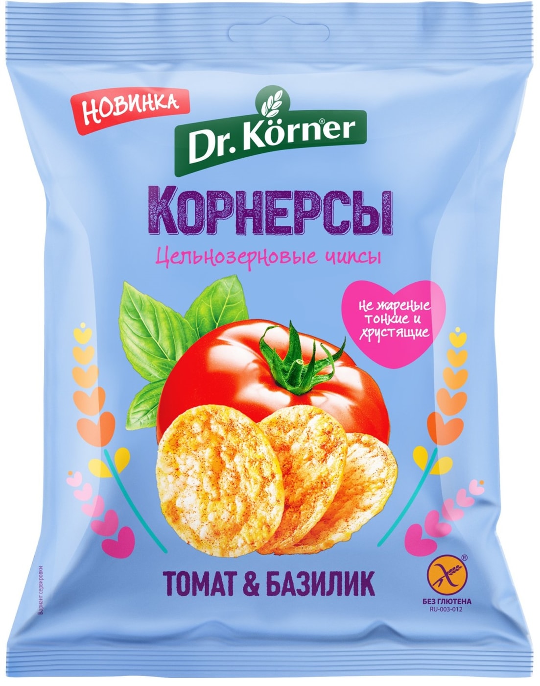 Изображение товара Чипсы Dr.Korner Кукурузно-рисовые с Томатом и Базиликом 50г