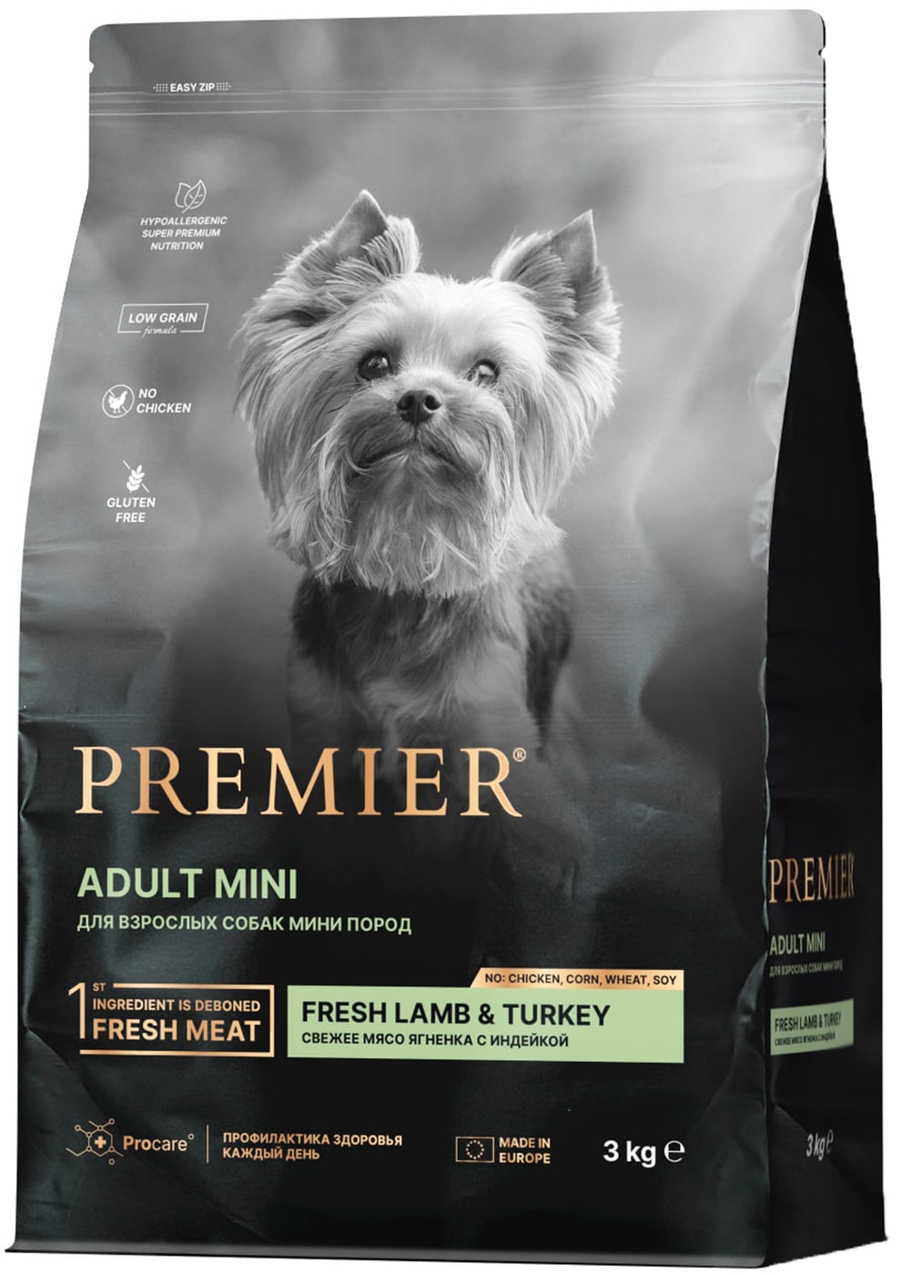Изображение товара Сухой корм Premier Dog Lamb&Turkey Adult Mini для собак мелких пород 3 кг