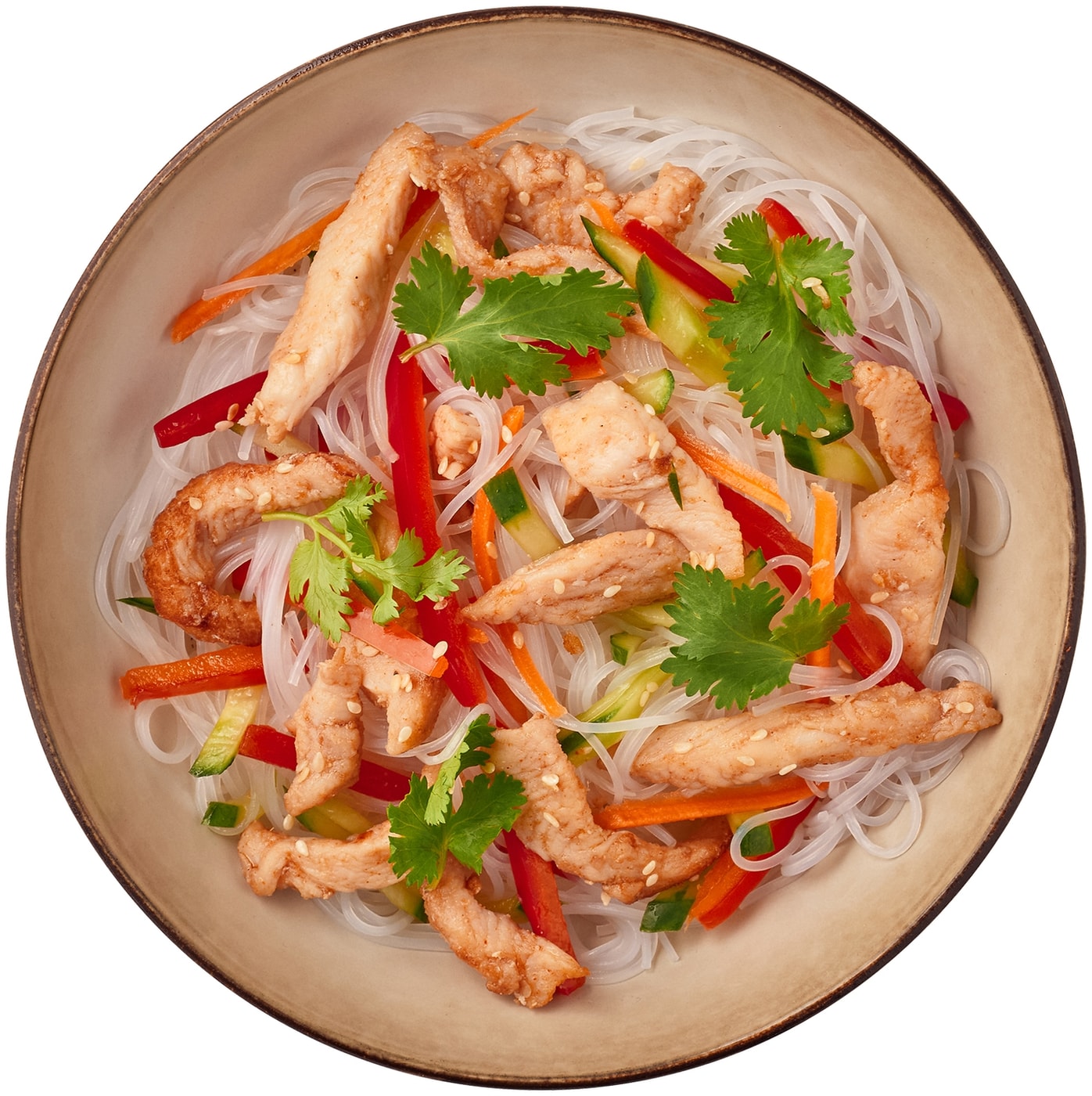 Изображение товара Салат Перекресток Select с куриным филе фунчозой и овощами 220г