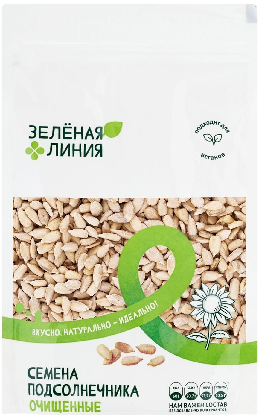 Изображение товара Семена подсолнечника Зеленая линия очищенные 200 г