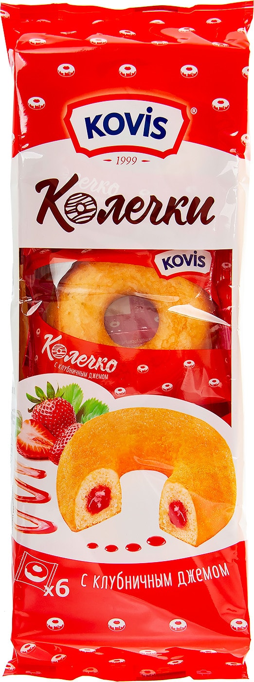 Изображение товара Колечки Kovis c клубничным джемом 240г Изображение товара Колечки Kovis c клубничным джемом 240г