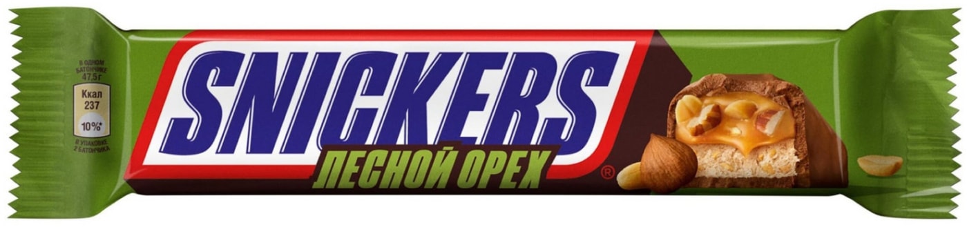 Изображение товара Шоколадный батончик Snickers Лесной Орех 2шт*40.5г