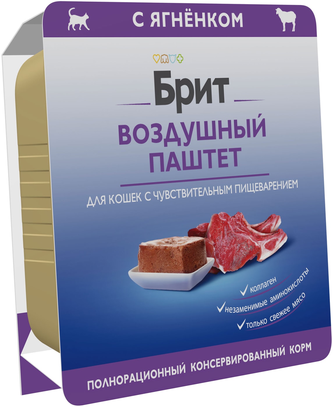 Изображение товара Влажный корм для кошек Brit Воздушный паштет с ягненком 100 г для чувствительного пищеварения