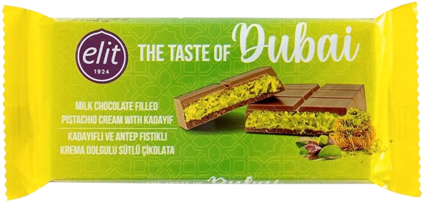 Изображение товара Шоколад Elit 1924 Дубайский молочный с фисташковой начинкой 90г