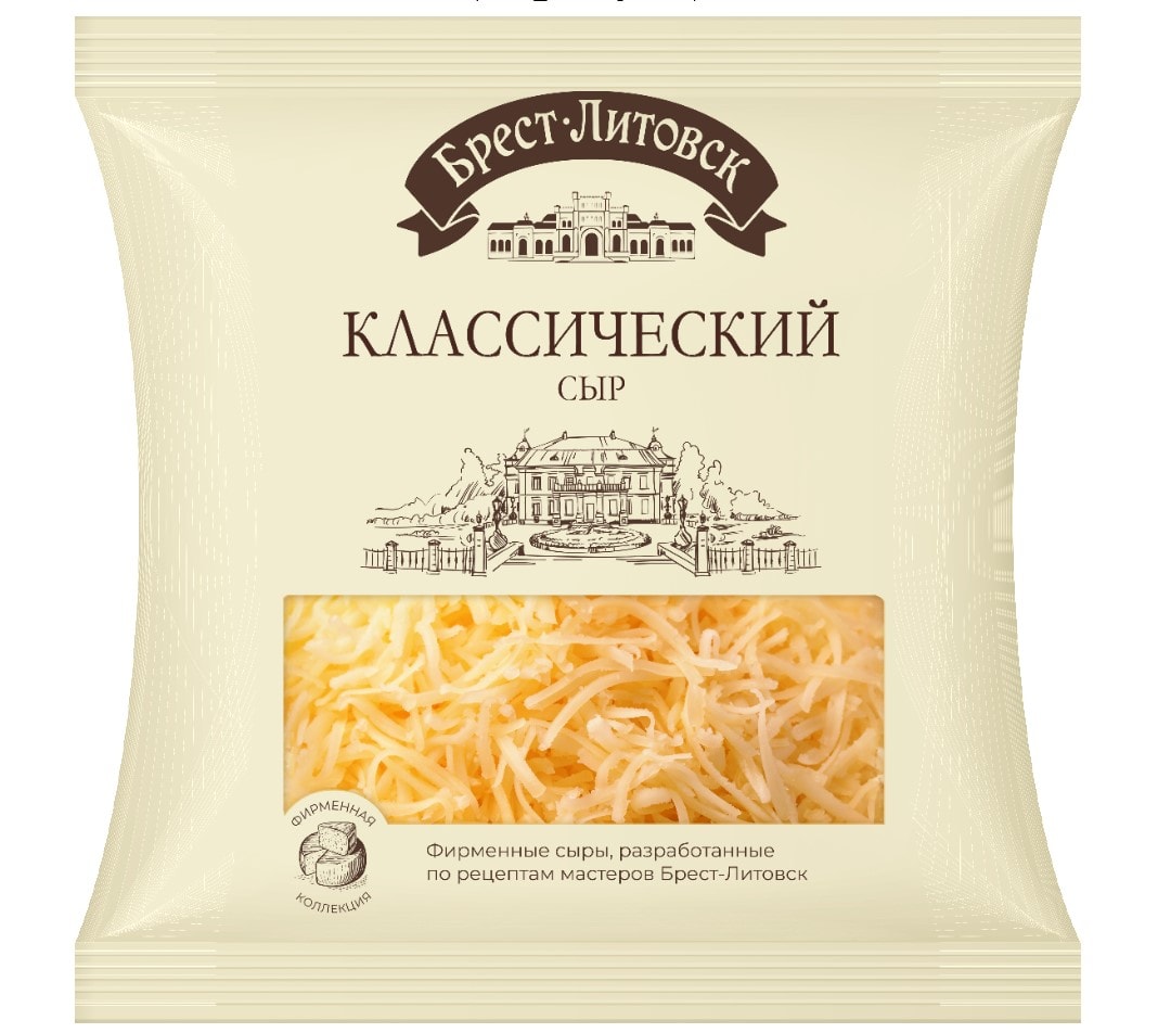 Изображение товара Сыр Брест-Литовск Классический полутвердый тертый 45% 200г Изображение товара Сыр Брест-Литовск Классический полутвердый тертый 45% 200г