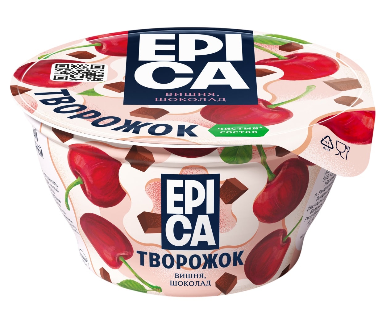 Изображение товара Десерт Epica Творожок с вишней и шоколадом 8.1% 130г Изображение товара Десерт Epica Творожок с вишней и шоколадом 8.1% 130г