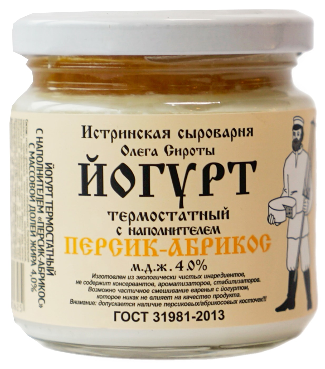 Изображение товара Йогурт Истринская Сыроварня Олега Сироты термостатный Персик-Абрикос 4% 200г