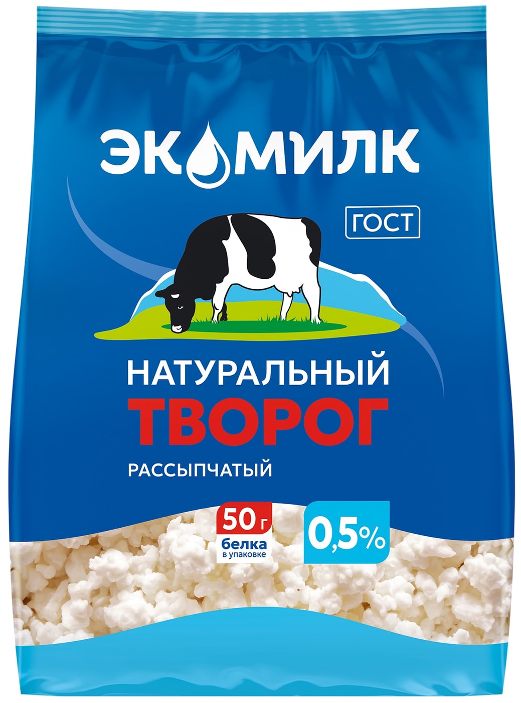 Изображение товара Творог Экомилк обезжиренный натуральный рассыпчатый 0.5% 280г
