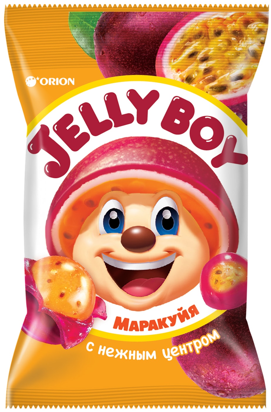 Изображение товара Мармелад Orion Jelly Boy жевательный Маракуйя с нежным центром 66г Изображение товара Мармелад Orion Jelly Boy жевательный Маракуйя с нежным центром 66г