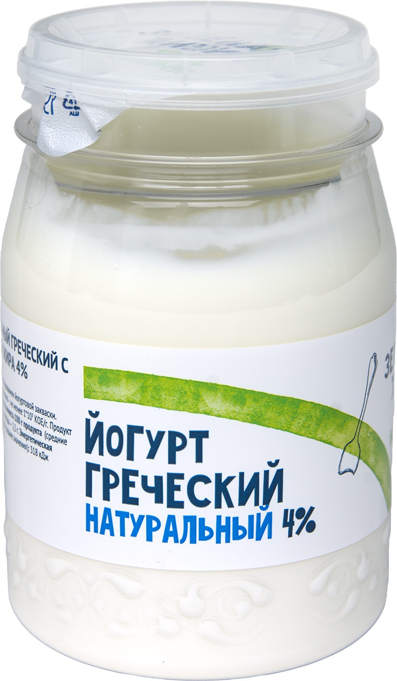 Изображение товара Йогурт Зеленая линия греческий натуральный 4% 190г