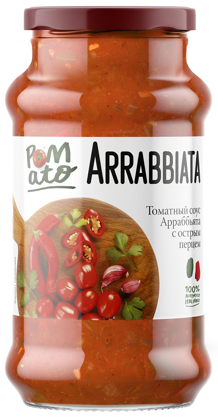 Изображение товара Соус Pomato томатный аррабьята с острым перцем 350г